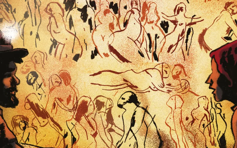 Détail de la couverture « Affaire de famille », illustrée par Michael Prigent pour la revue imaginaire « The Parisianer »
