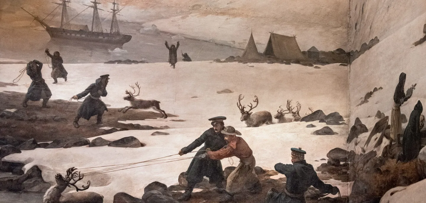La chasse aux rennes, fresque dans la galerie de Géologie et de Minéralogie © MNHN - A. Iatzoura