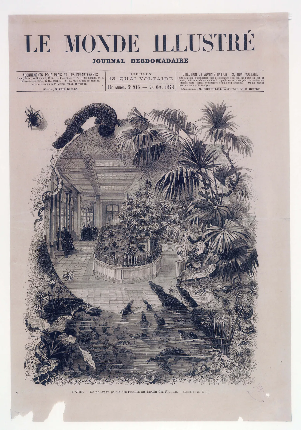 Photo de la couverture du Monde Illustré présentant le nouveau palais des reptiles au Jardin des Plantes